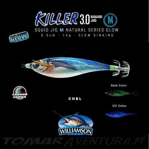 Williamson Killer Squid Jig Natural Series Glow M