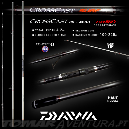 Canne à pêche Daiwa CrossCast 33 450H 100-225g CRS33453H-CF pour surfcasting
