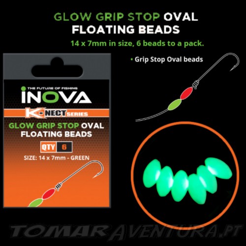 Inova Glow Grip Stop Oval Floating Beads 14 x 7 mm