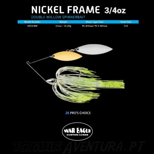 Spinnerbait War Eagle Nickel Frame Double Willow 3/4oz