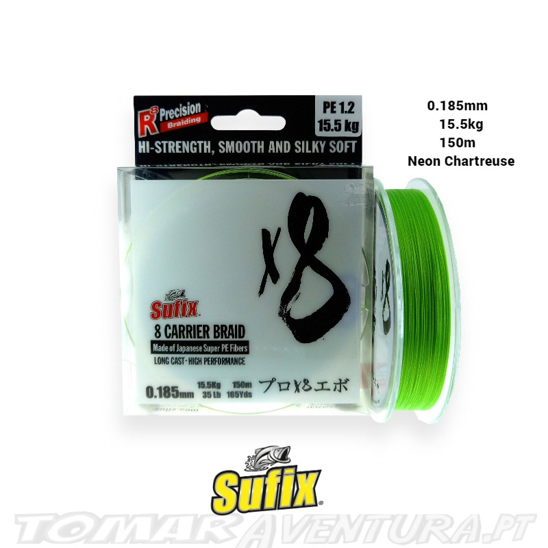 Linha Sufix X8 Carrier Braid Neon Chartreuse 150m