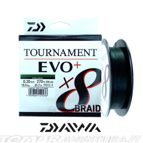 Linha Daiwa Tournament x8 Braid EVO+ Dark Green 270m