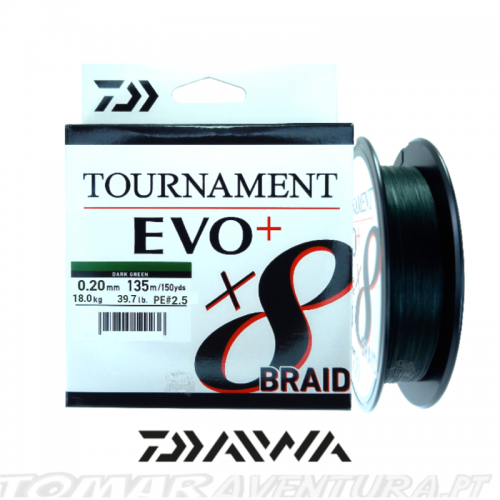 Linha Daiwa Tournament x8 Braid EVO+ Dark Green 135m