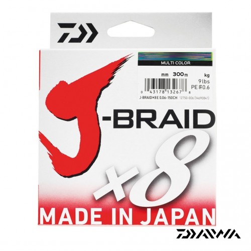 Linha Daiwa J-Braid 8x Multi Color 300m