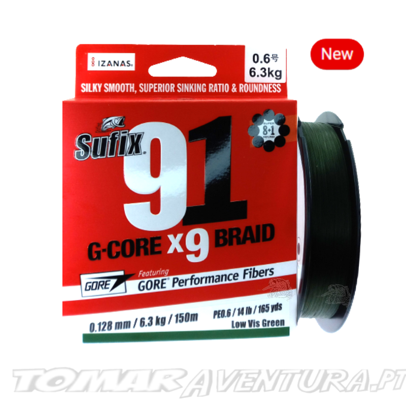 Linha Sufix 91 G-GORE X9 Braid Low Vis Green 150m