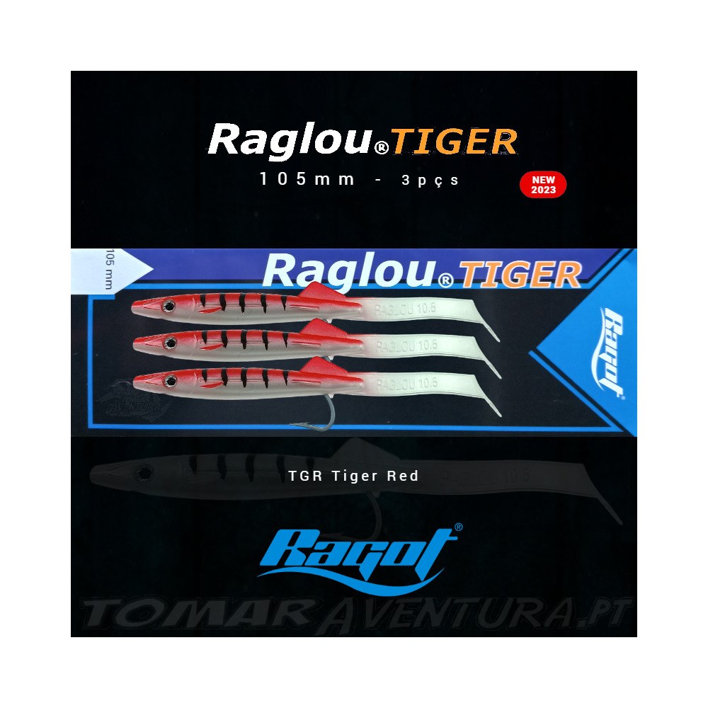Leurres Souples Raglou Tiger 12 Cm - 3 Pièces - Pour Pêche Sportive, Couleur Tigre - Ragot