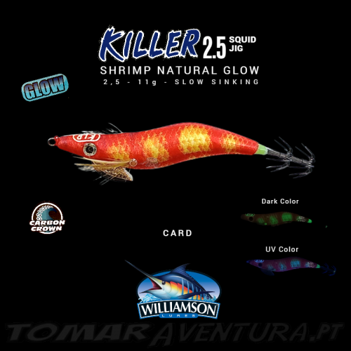 Williamson Killer Squid Jig Shrimp Natural Glow 2.5