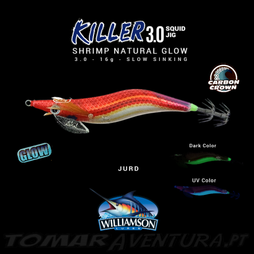 Williamson Killer Squid Jig Shrimp Natural Glow 3,0